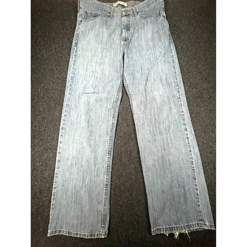 Vintage Lee Jeans Men's 38x32 Blue Denim Light Wash Relaxed Fit Straight Leg Y2K